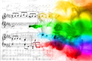 Music sheet drawing (Music) music,sheet music,color,art,watercolors,rainbow